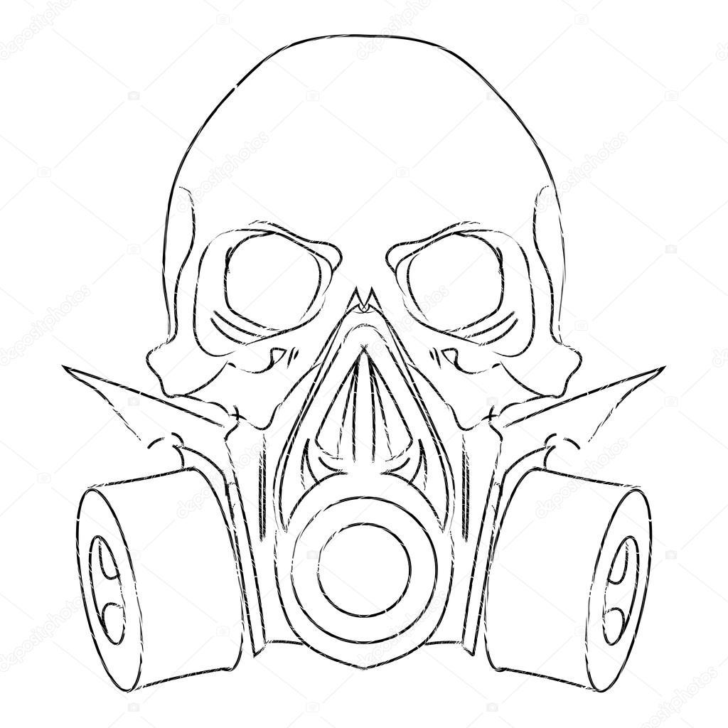 1024x1024 Vector Punk Steampunk Lineart Skull With Gas Mask Stock Vector