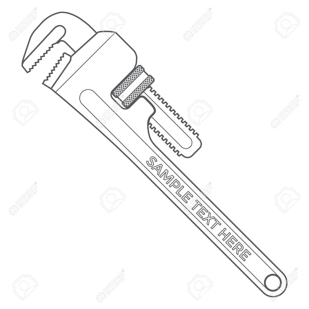 1300x1300 Vector Outline Dark Grey Pipe Adjustable Metal Wrench Icon Royalty