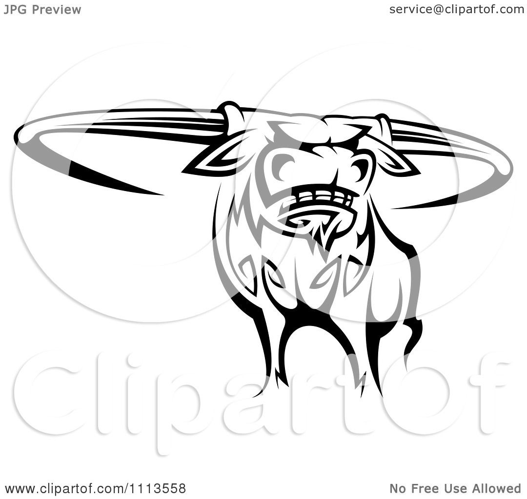 1080x1024 Clipart Black And White Tribal Texas Longhorn Steer Bull 2
