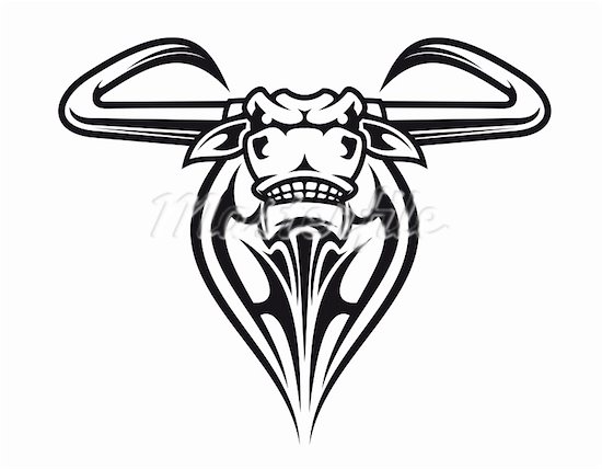 550x428 Tribal Bull Head Tattoo Design