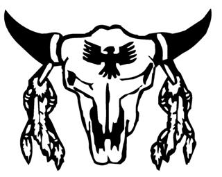 320x255 Bull Skull With Feathers Decal Sticker