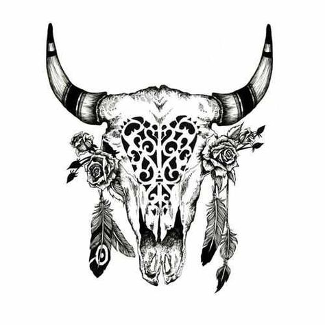 474x474 Hand Drawn Romantic Tattoo Stylenate Decorative Desert Cow