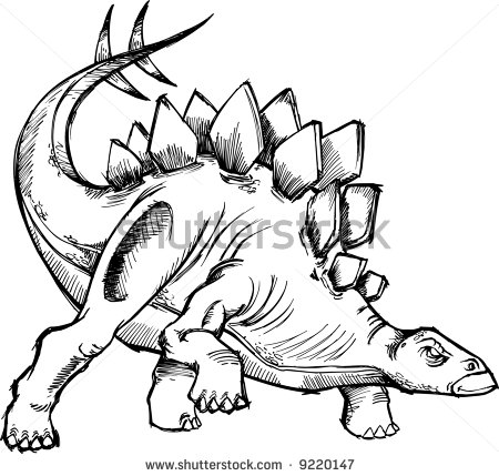 450x429 Stegosaurus Dinosaur Sketch Vector Illustration