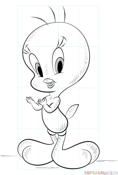 390x575 How To Draw Tweety Bird Step By Step Drawing Tutorials