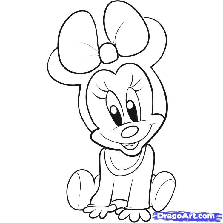 747x747 How To Draw Baby Minnie Mouse, Step By Step, Disney Characters