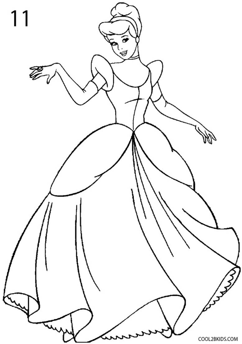 778x1106 How To Draw Cinderella (Step By Step Pictures) Cool2bkids