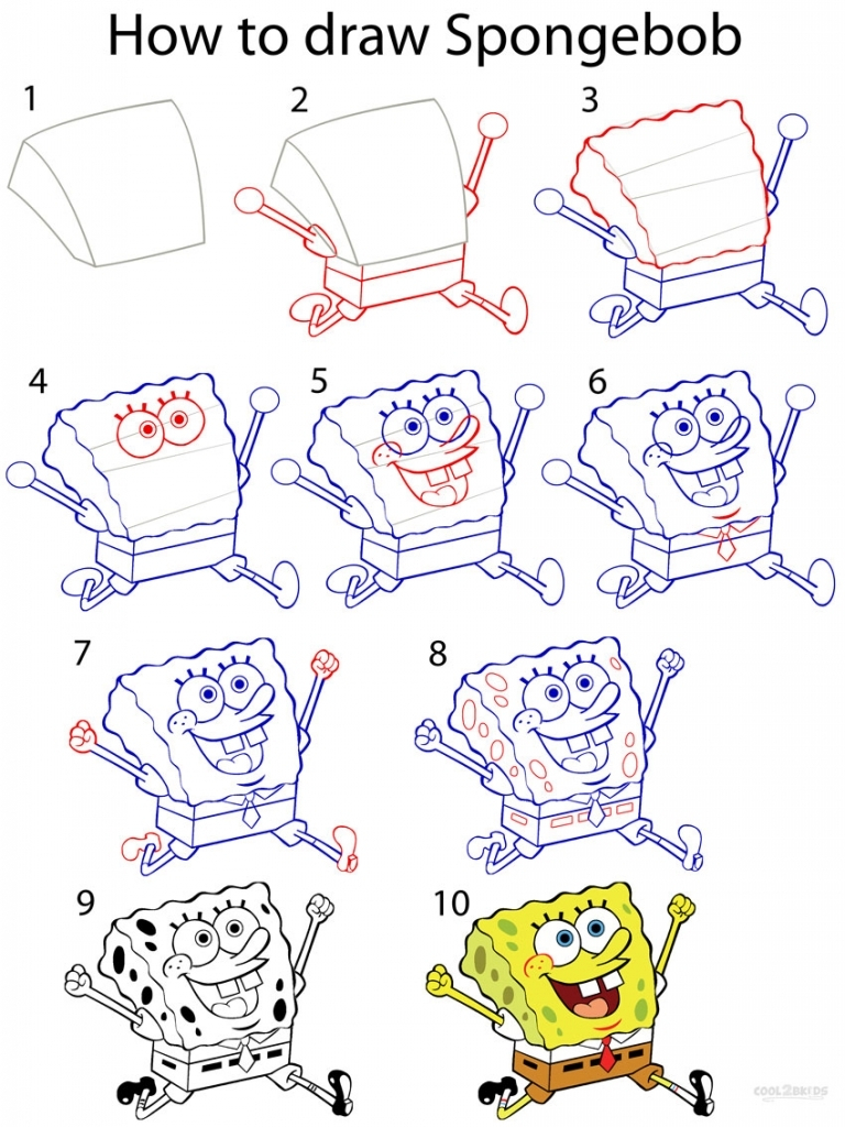768x1024 Spongebob Drawing Step By Step How To Draw Spongebob Step By Step