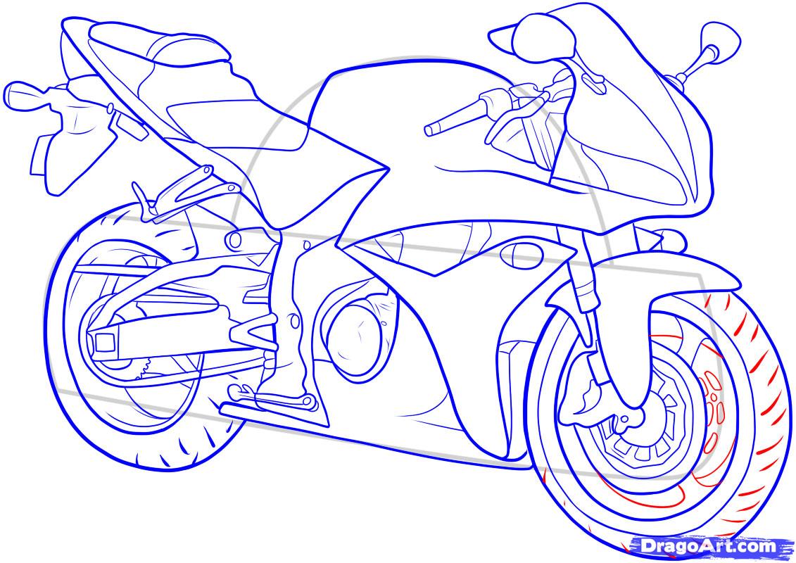 1131x800 How To Draw The Motorcycle Step By Step