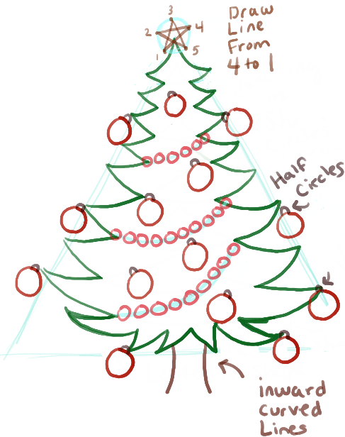 487x616 How To Draw A Christmas Tree With Gifts Amp Presents Under It