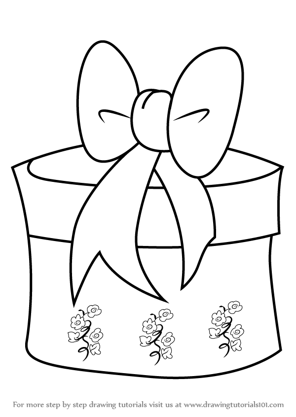 600x846 Learn How To Draw Christmas Giftbox With Ribbon (Christmas) Step