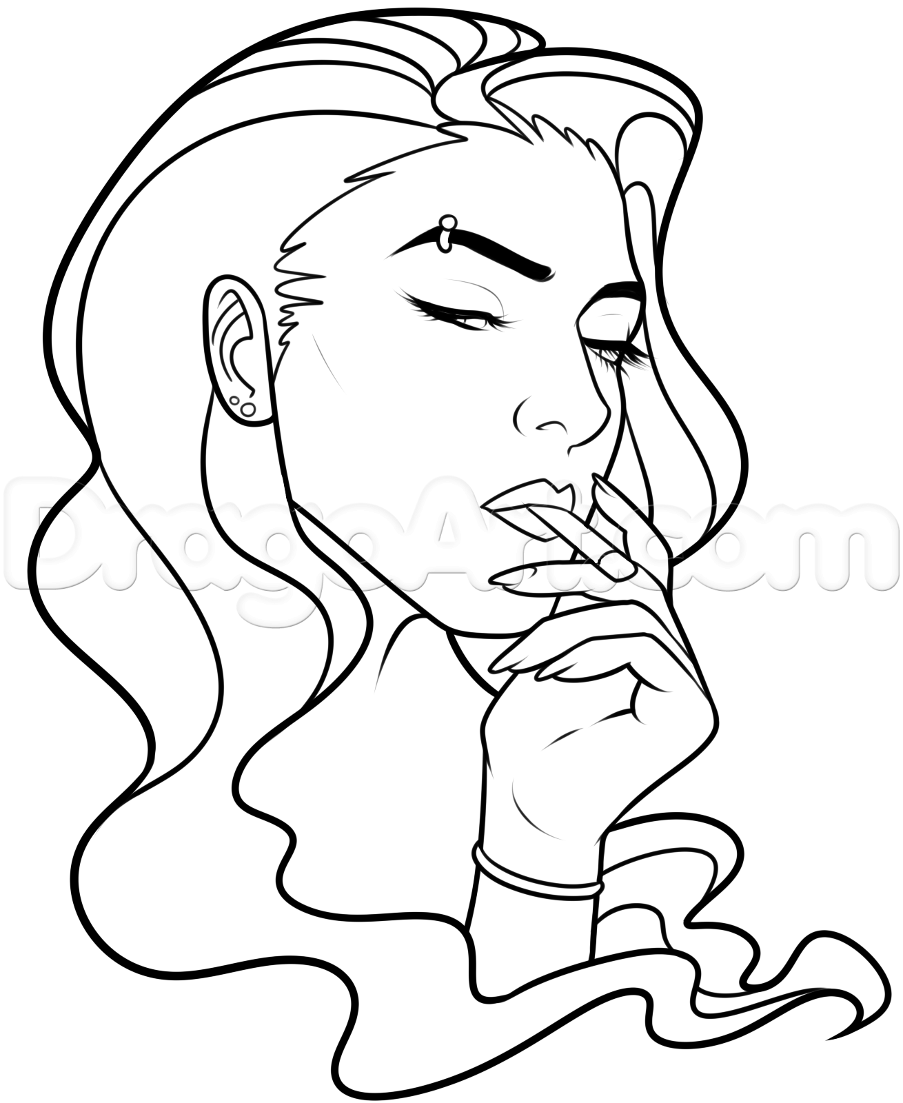 1310x1600 Gallery Steps Of How To Draw A Beautiful Girl In Black And White