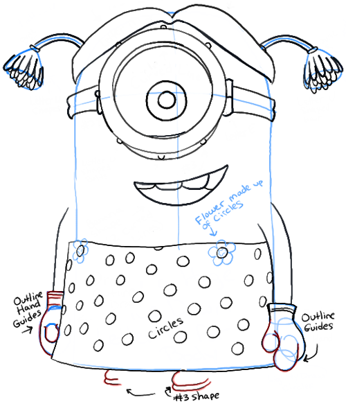 500x583 How To Draw Stuart The Minion Dressed As A Girl From Despicable Me