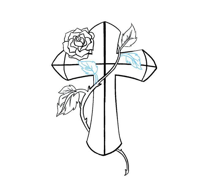 678x600 How To Draw A Cross With A Rose In A Few Easy Steps Easy Drawing