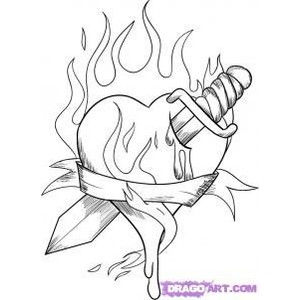 300x300 How To Draw A Burning Heart, Step By Step, Tattoos, Pop Culture
