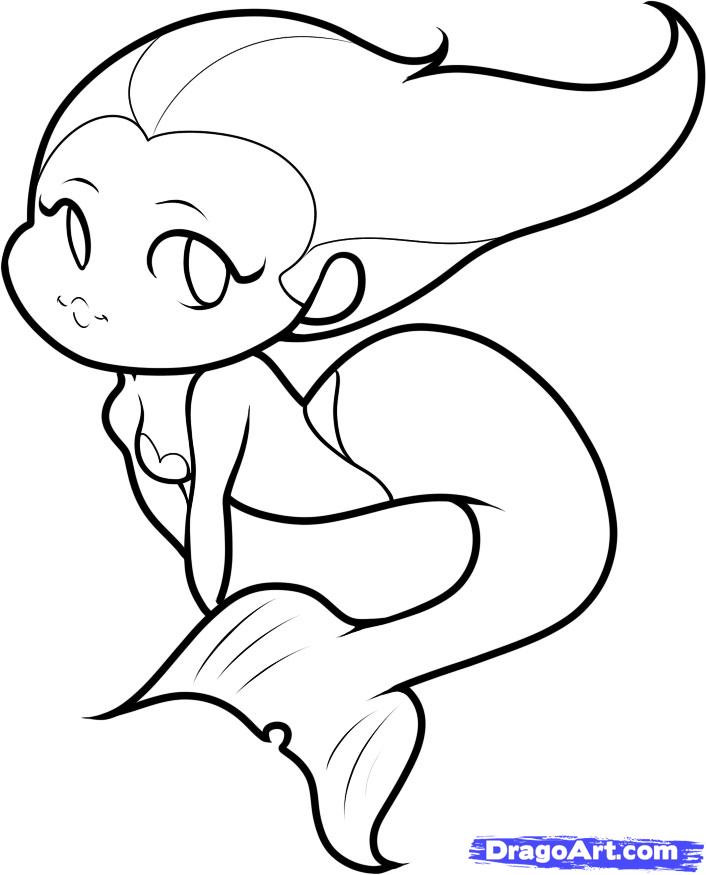 706x875 Successful Mermaid Drawings For Kids How To Draw A Step By Kid S