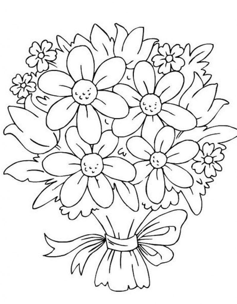 798x1024 Drawing Bouquet Of Flowers Step By Step Hoontoidly Rose Drawings