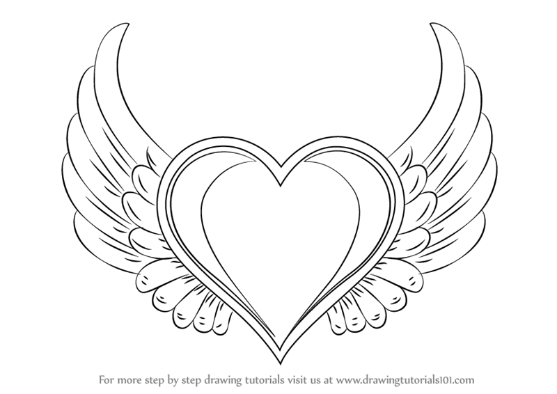 800x566 Draw A Heart With Wings Learn How To Draw Heart With Wings Love