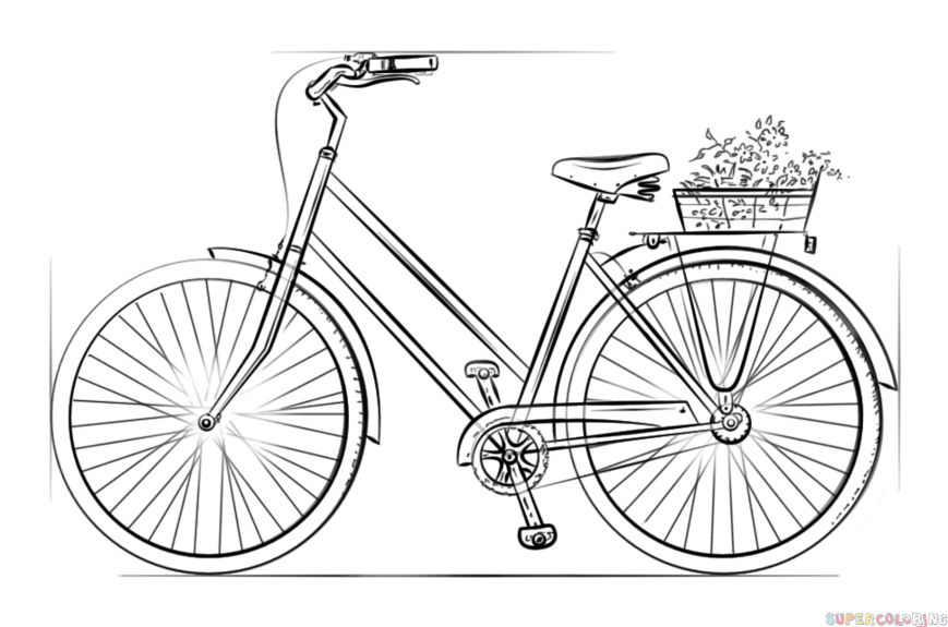 869x575 How To Draw A Bicycle Step By Step Drawing Tutorials