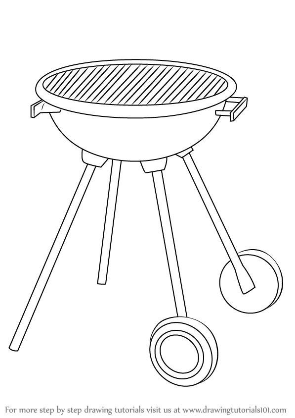 597x844 Learn How To Draw A Bbq Grill (Everyday Objects) Step By Step