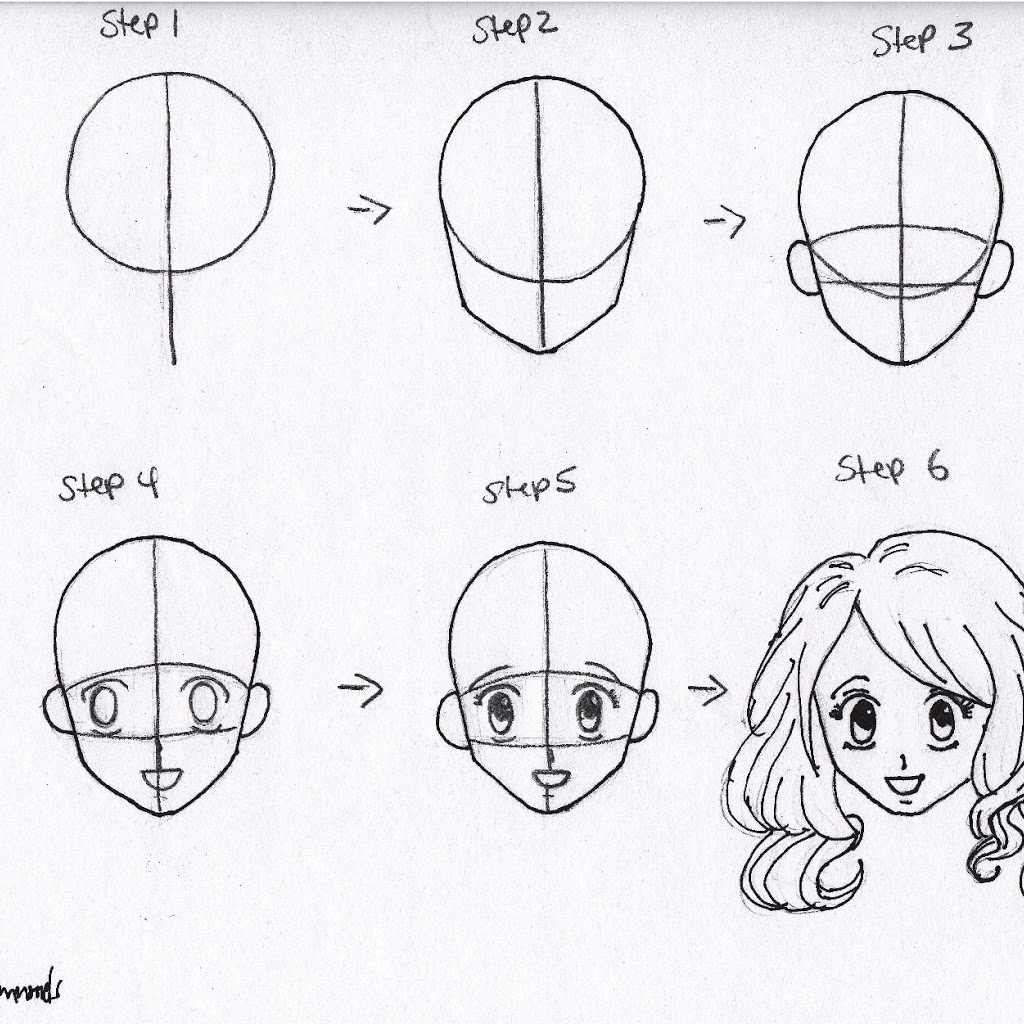 1024x1024 Anime Girl Drawing Steps Draw Anime Girl Stepstep