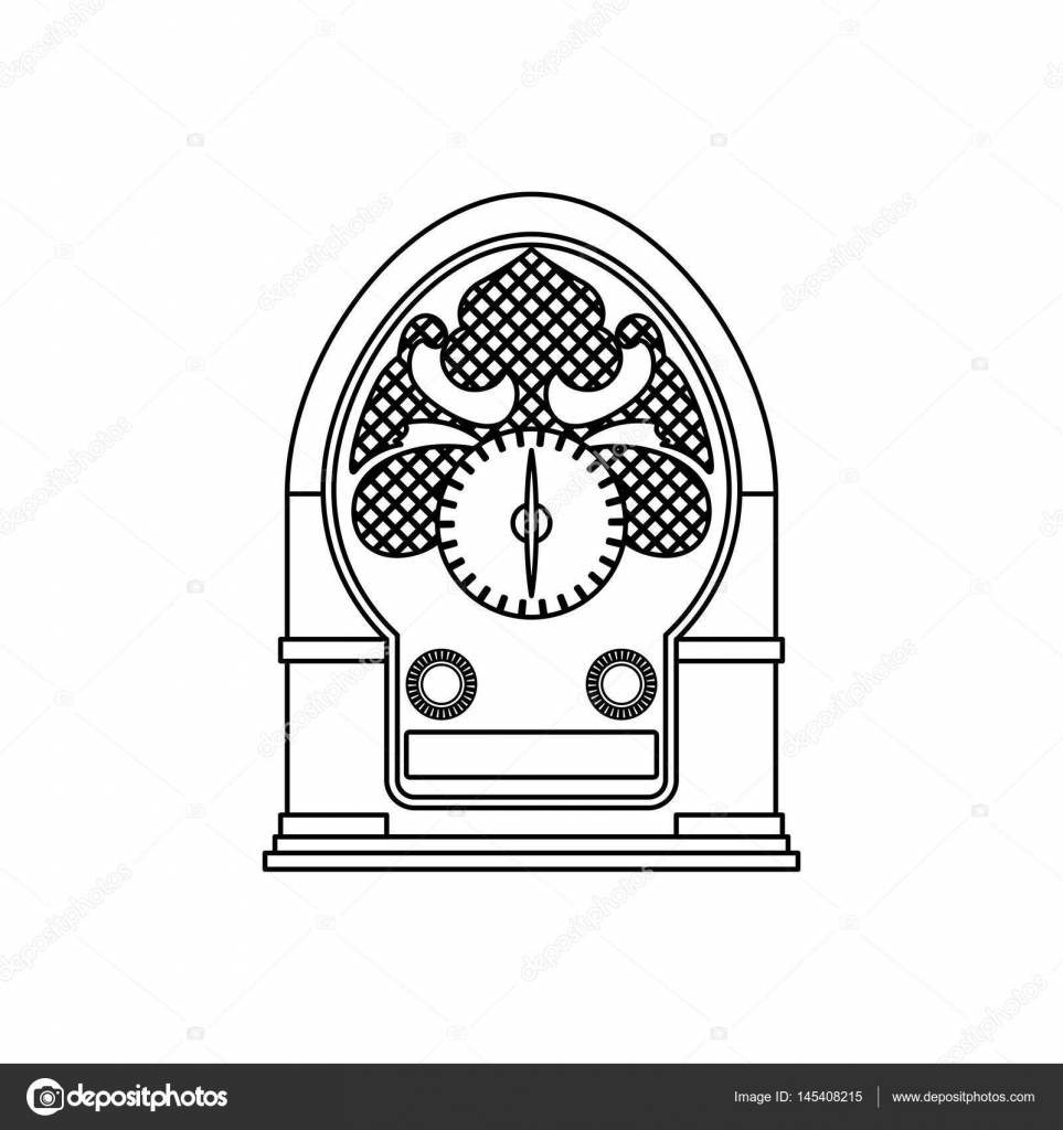 963x1024 Antique Radio Stereo Stock Vector Djv
