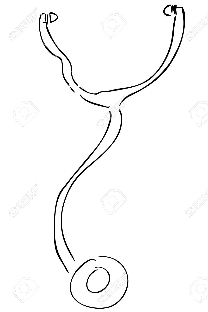 866x1300 Hand Draw Sketch Of Stethoscope Stock Photo, Picture And Royalty