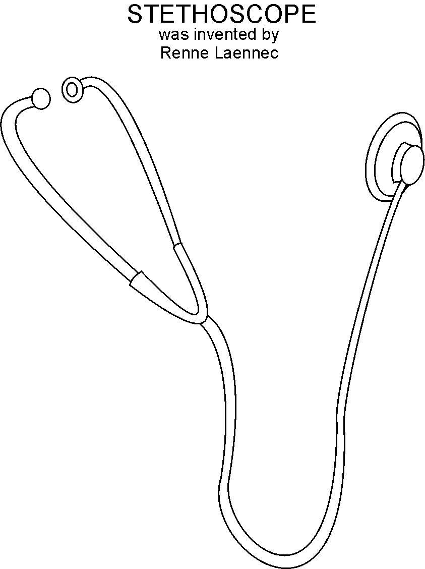 843x1128 Stethoscope Coloring Printable Page
