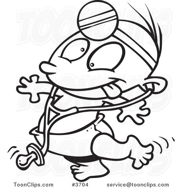 581x600 Cartoon Blacknd White Line Drawing Of Baby Doctor Wearing