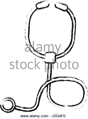 300x403 Silhouette Of Stethoscope Medical With Auriculars Stock Vector Art