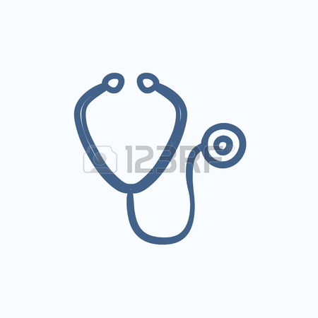 450x450 Stethoscope Vector Sketch Icon Isolated On Background. Hand Drawn