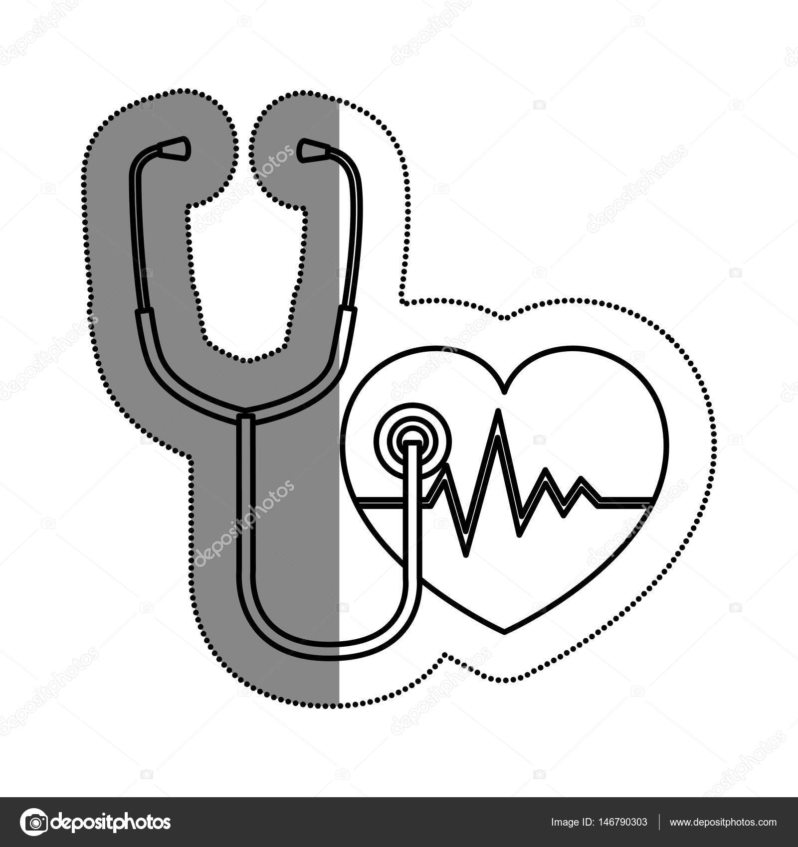 1600x1700 Heart Cardiology And Stethoscope Symbol Icon Stock Vector