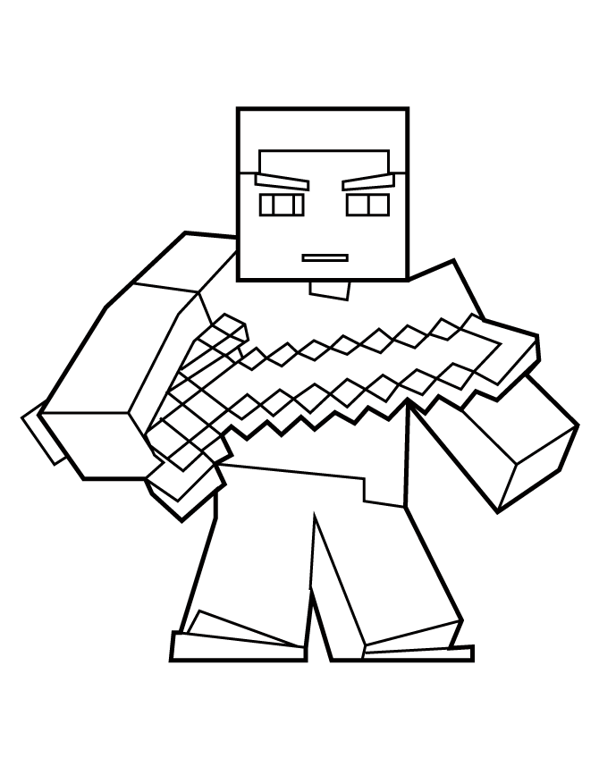 670x867 Steve Minecraft Com Espada After School Kids Crafts