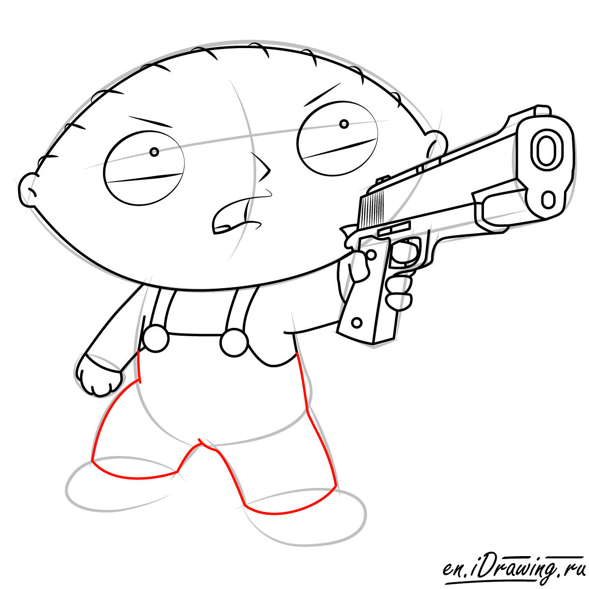 1200x1200 How To Draw Stewie Griffin With Pistol