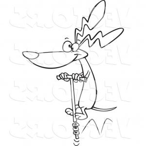300x300 Vector Of A Cartoon Wiener Dog Using A Pogo Stick Coloring Page