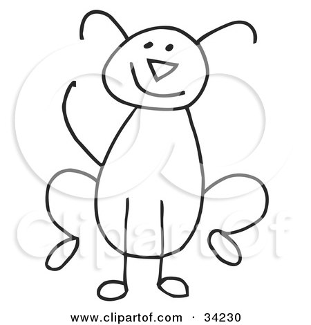 450x470 Clipart Illustration Of A Happy Stick Dog By C Charley Franzwa