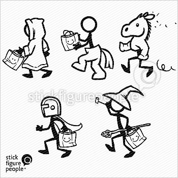 350x350 Stick Figure Halloween Kids Trick Or Treat
