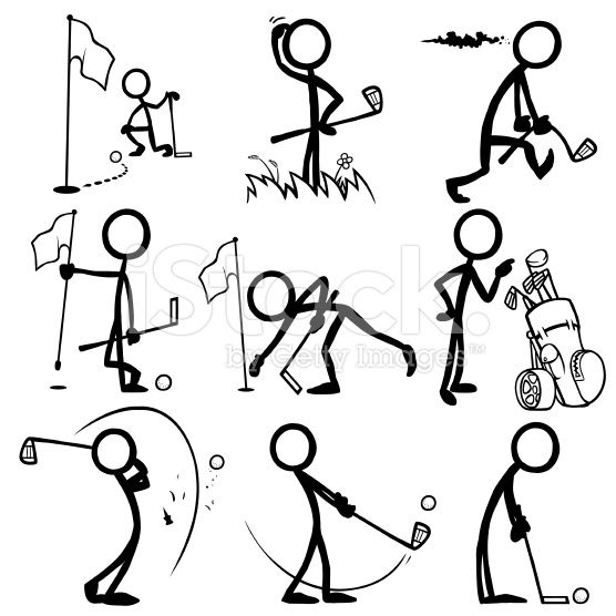 556x556 Stickfigures Playing Golf Stick Figures, Vector Art And Golf