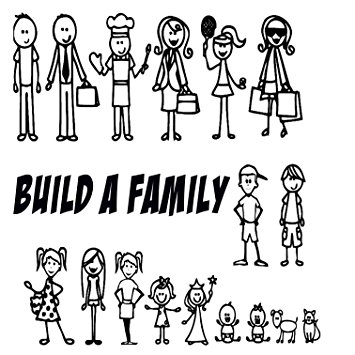 355x355 All (17) Your Stick Figure Family Funny Car Vinyl Decal Sticker