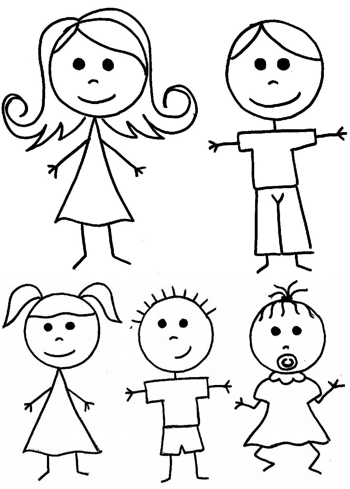 1125x1570 Stick Figure Families Coloring Pages