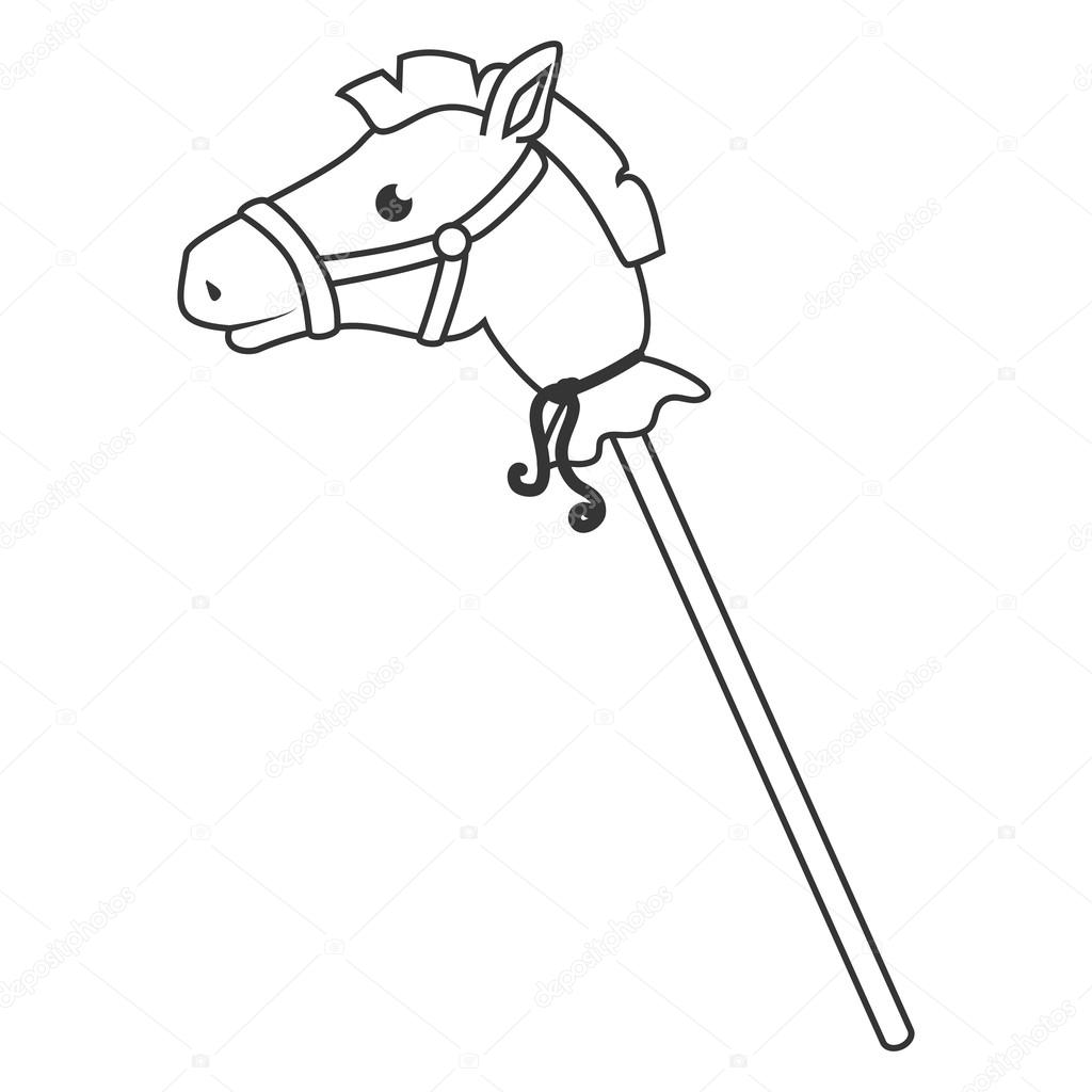 1024x1024 Wooden Stick Horse Toy Icon Vector Illustration Stock Vector