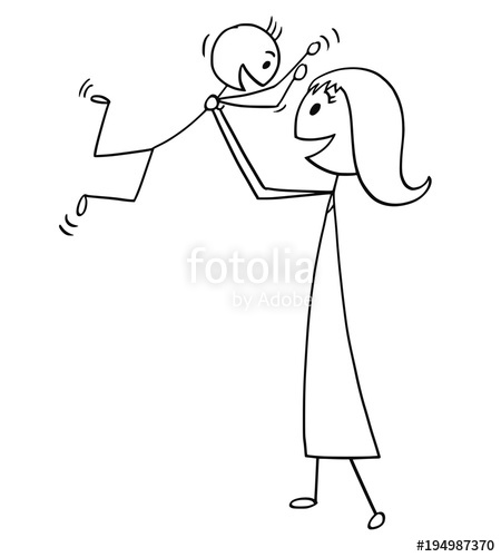 450x500 Cartoon Stick Man Drawing Conceptual Illustration Of Mother