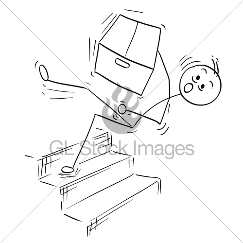 500x500 Vector Stick Man Cartoon Of Man Falling From Stairs Stair Gl