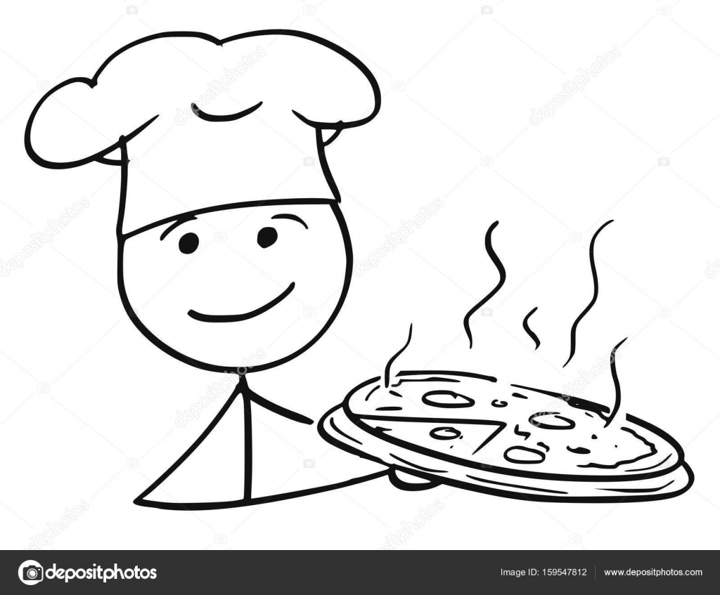 1024x847 Vector Stick Man Cartoon Of Male Cook Chef In Hat Holding Plate