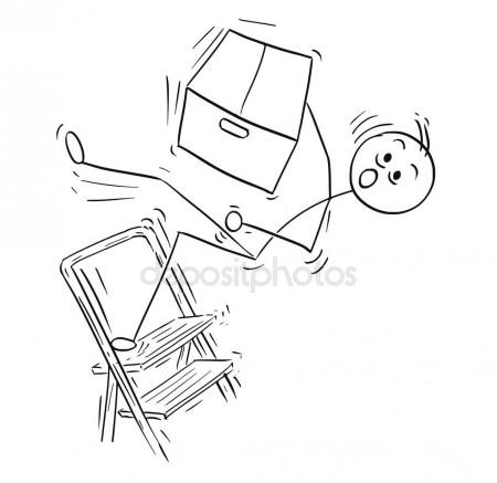 450x437 Vector Stick Man Cartoon Of Man Falling From Stepladder Ladder W