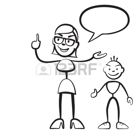 450x450 Stick Figure Persona Woman With Child And Speech Bubble, Stickman