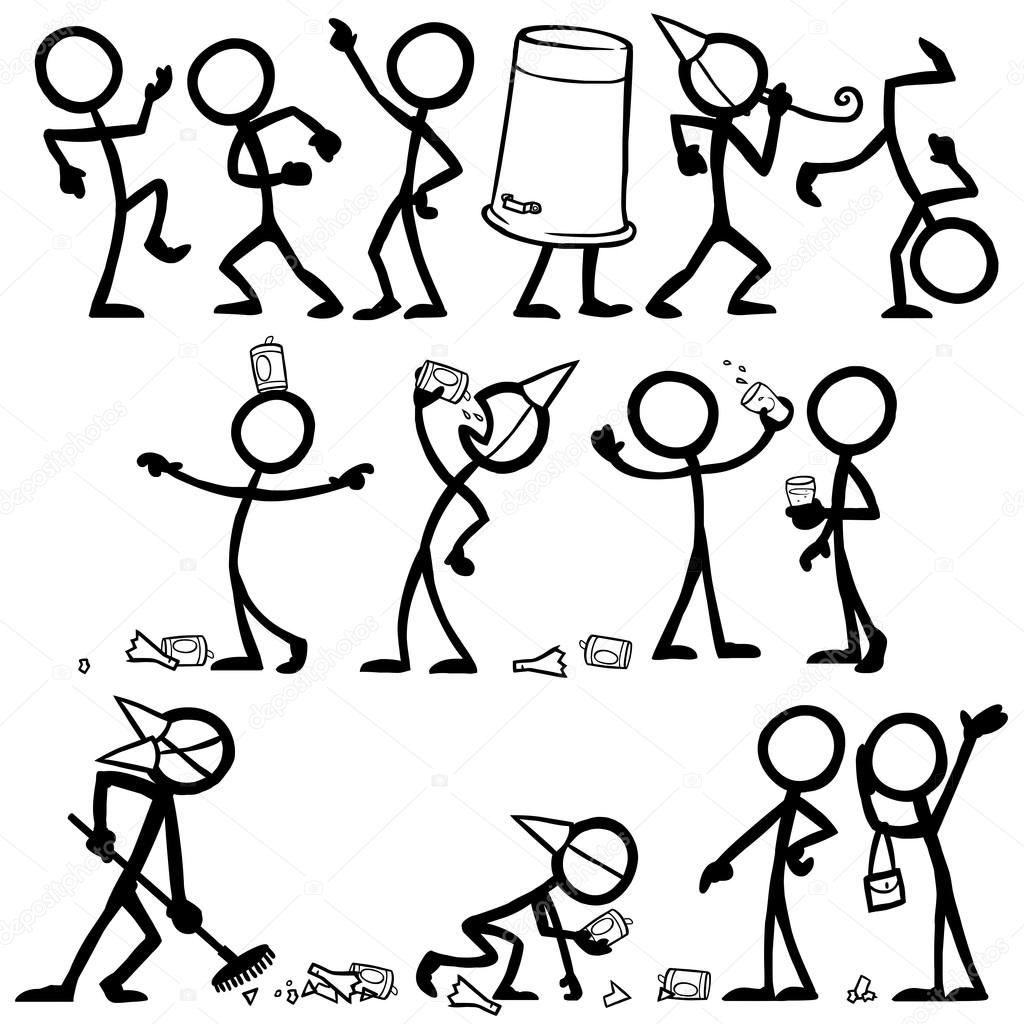 1024x1024 Set Of Stick Figures Partying Stock Vector Tobybridson
