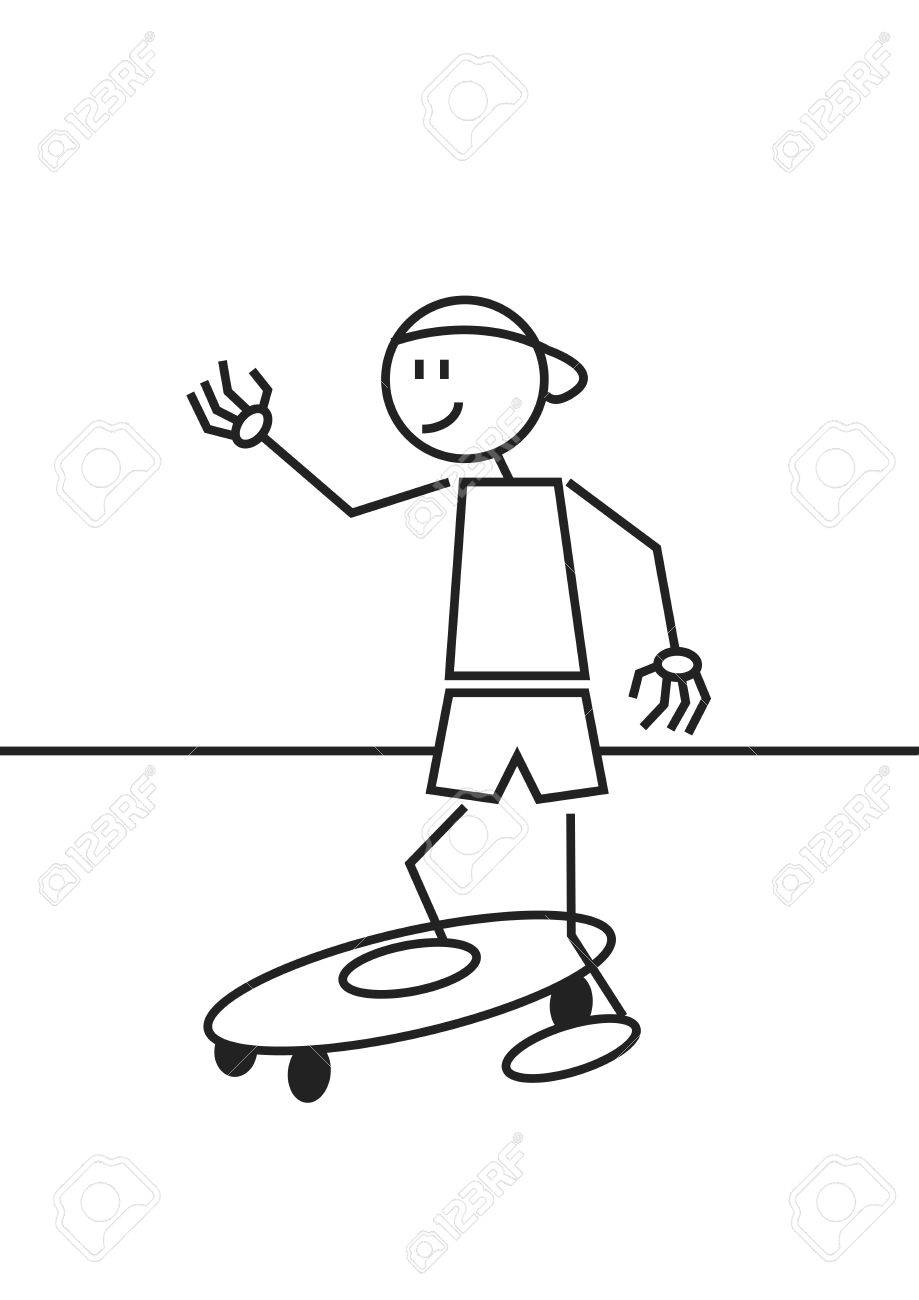 919x1300 Stick Figure Of A Boy With An Skateboard. Sports And Leisure