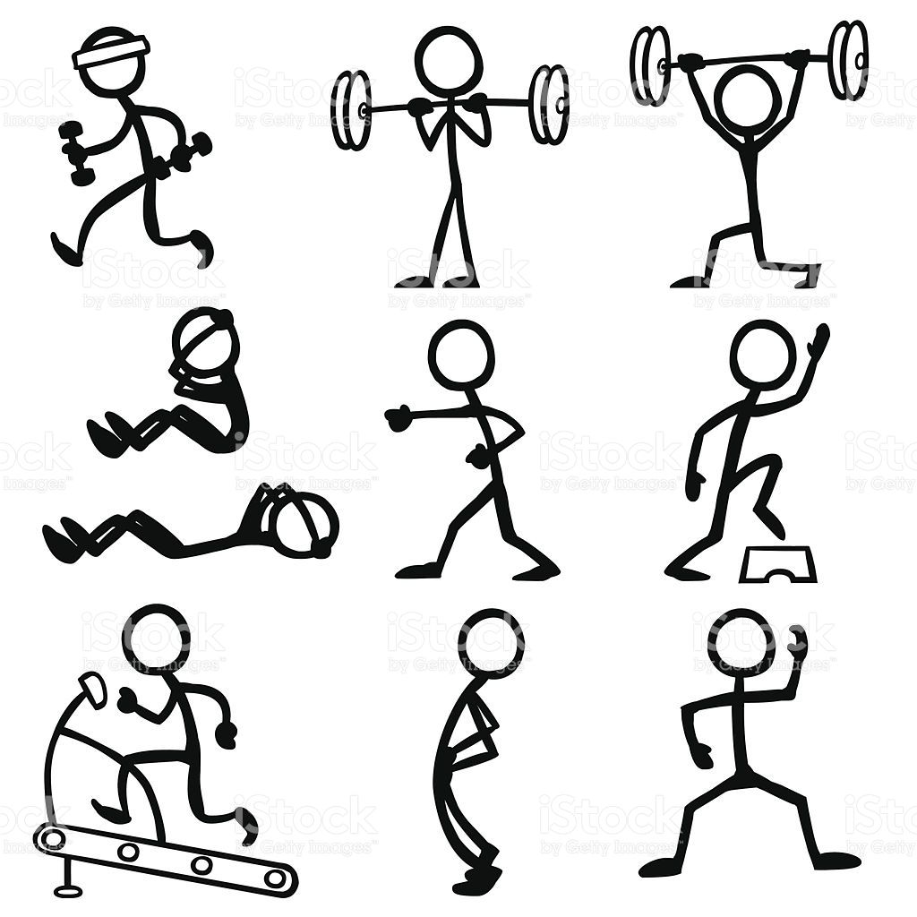 1024x1024 Stickfigure Doing Fitness Related Activities. Stick Figures