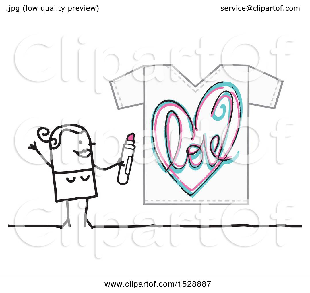 1080x1024 Clipart Of A Stick Woman Using A Marker To Draw A Love Heart