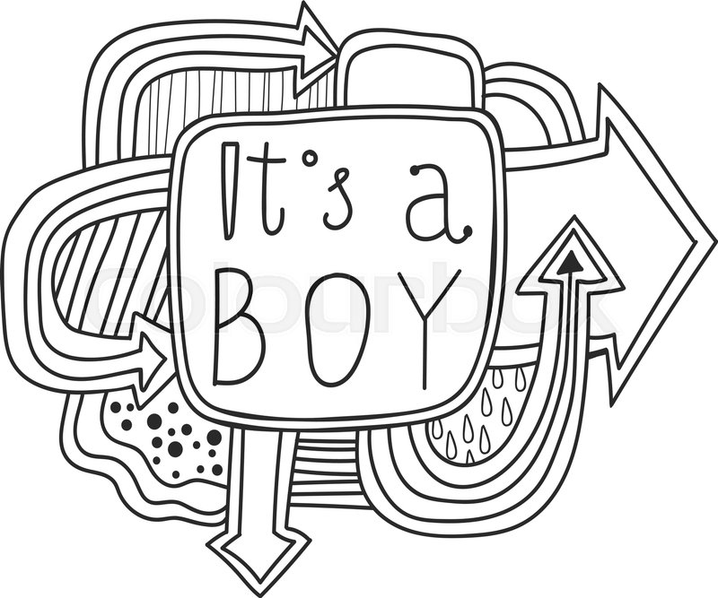 800x667 Printable Scrapbook Sticker It's A Boy. Fun Summer Doodle Frame